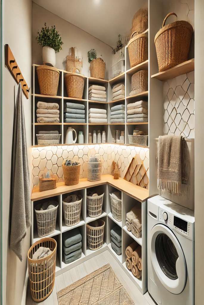 Corner Shelving for Small Laundry Spaces