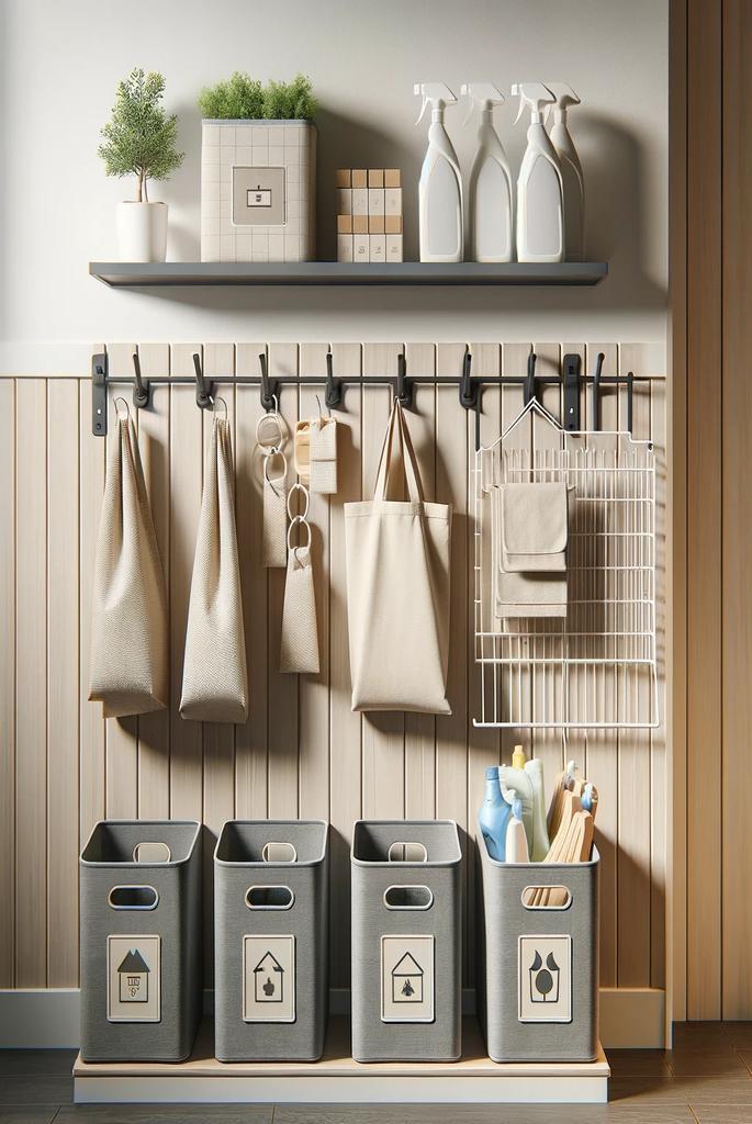 Laundry Room Shelf with Hooks