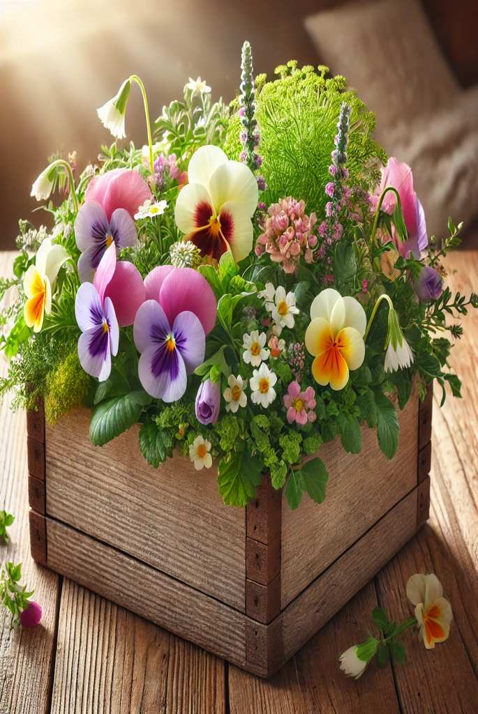 Spring Garden in a Wooden Box