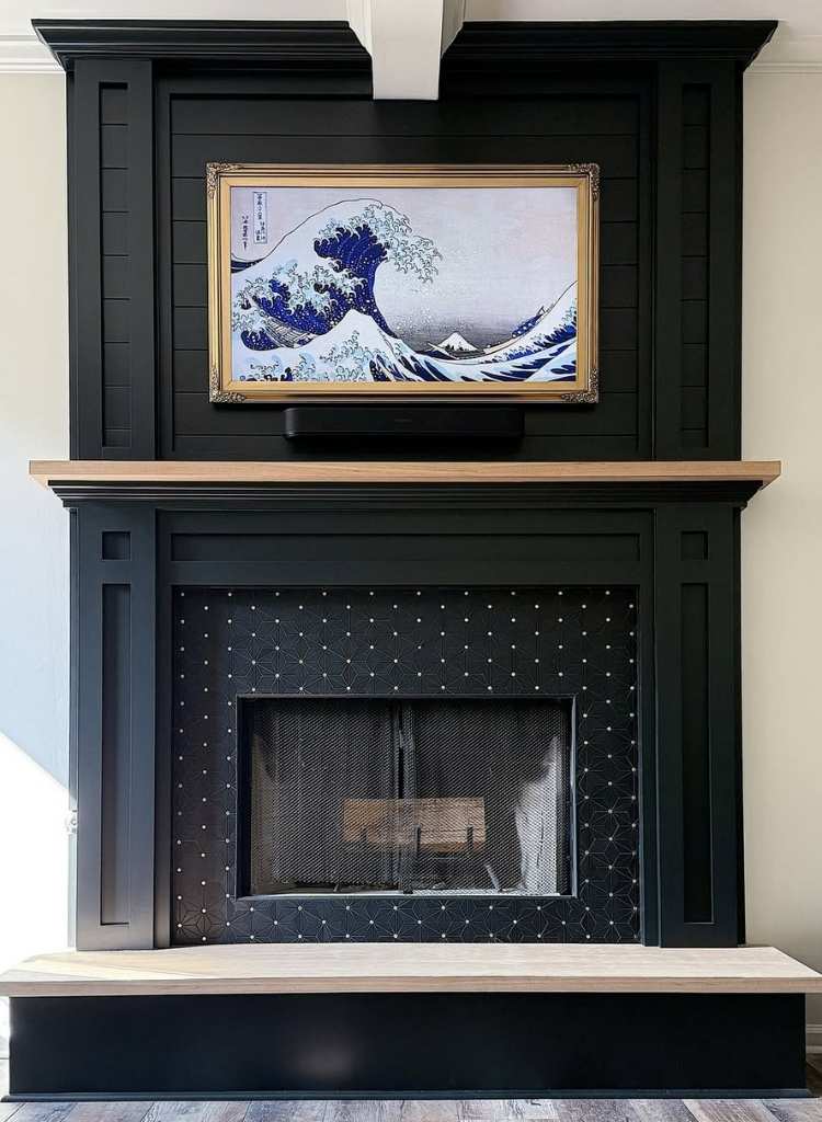 Artistic Fireplace with Bold Framing