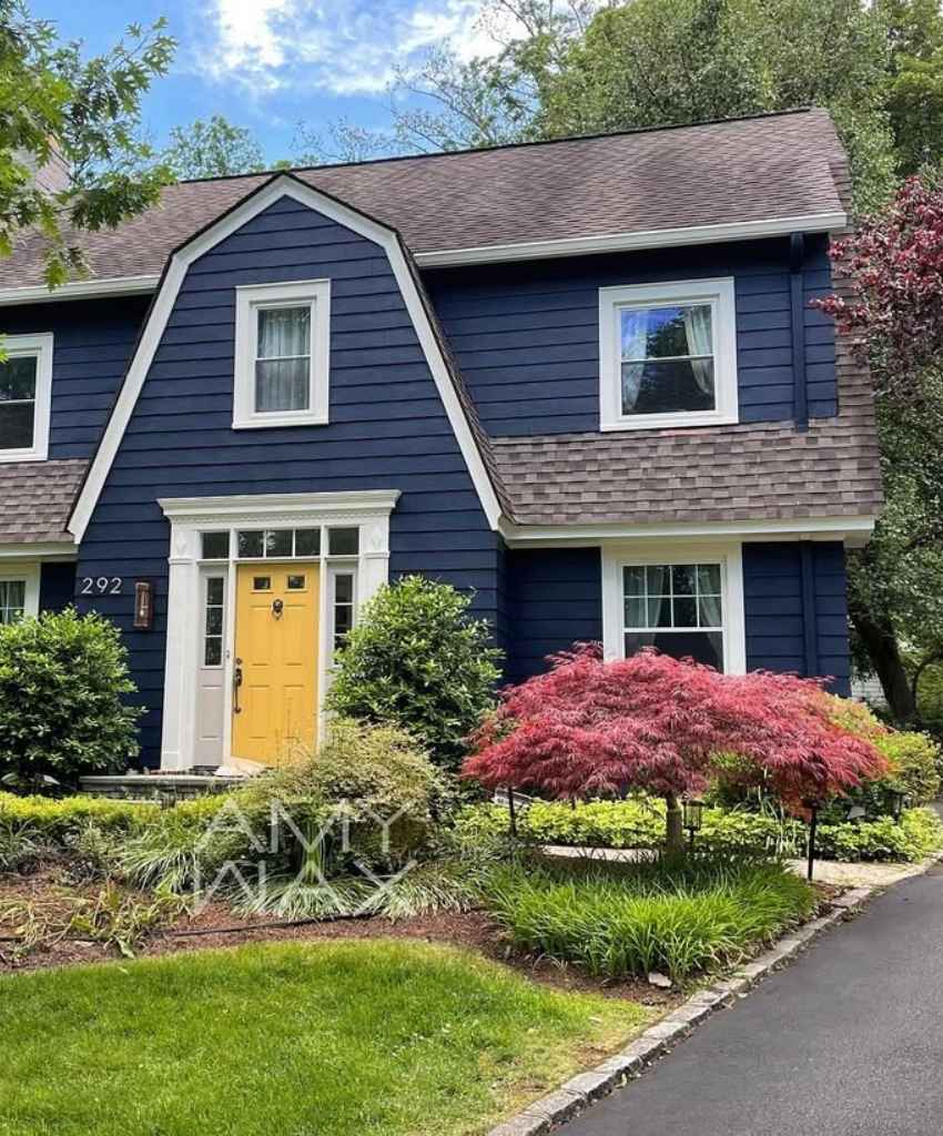 Blue Home with Yellow Door