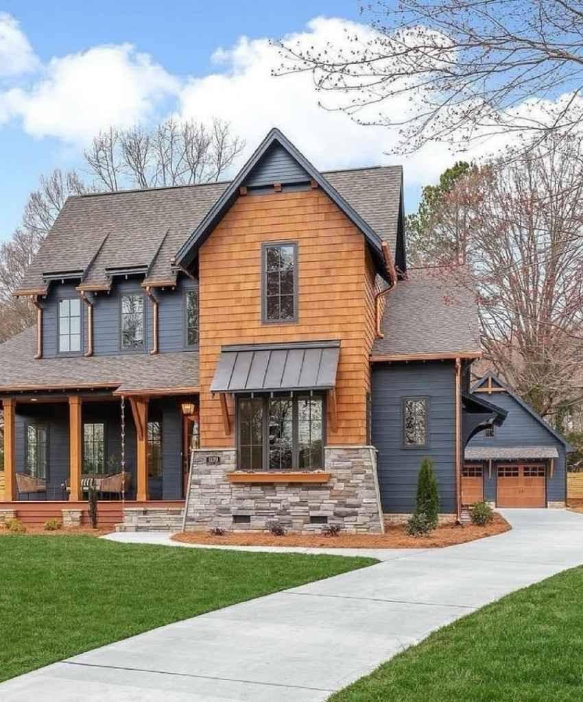 Blue with Cedar Accent Home