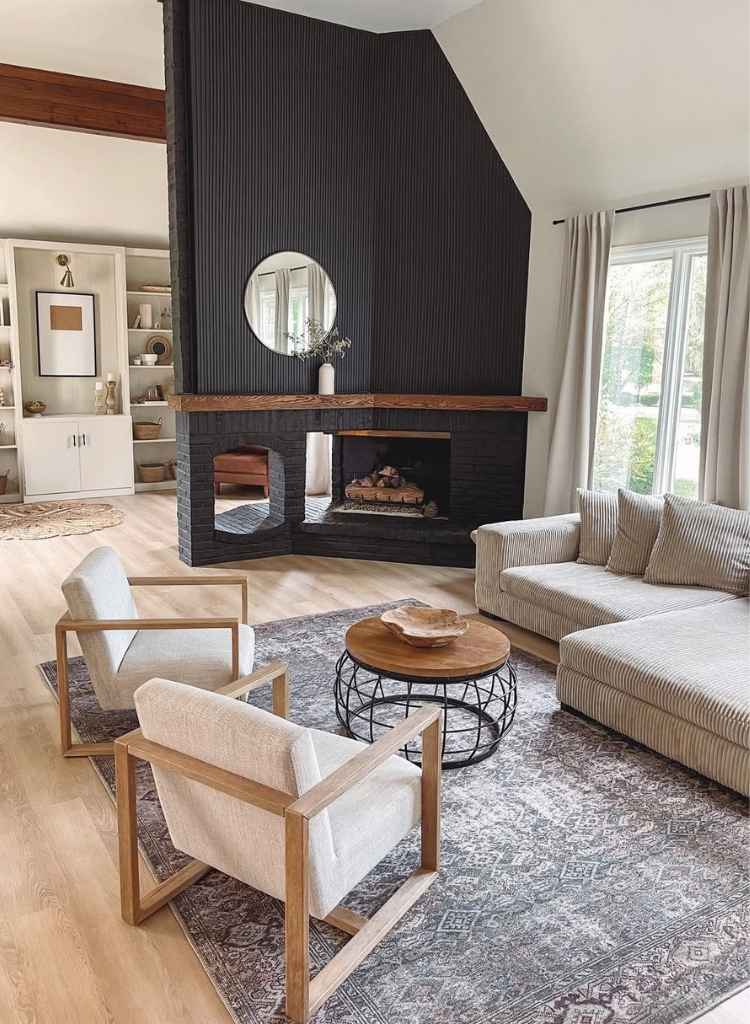 Contemporary Fireplace with Vertical Paneling