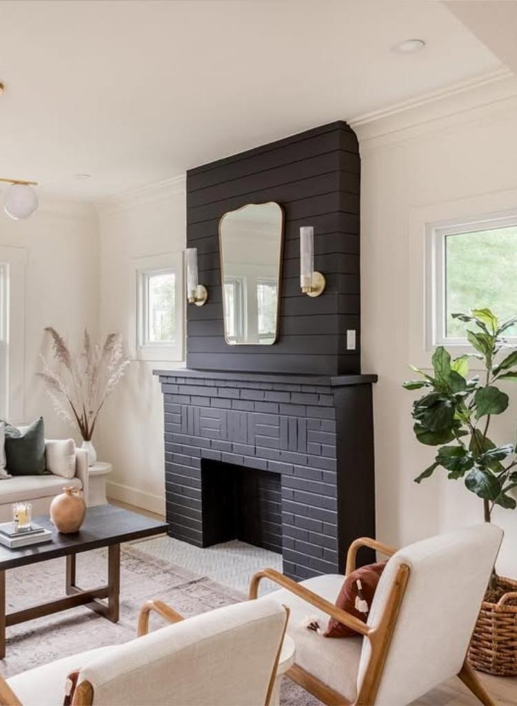 Contemporary Living Room Fireplace Feature