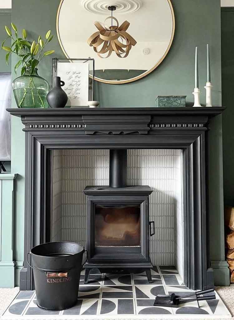 Cottage Fireplace with Wood-Burning Stove