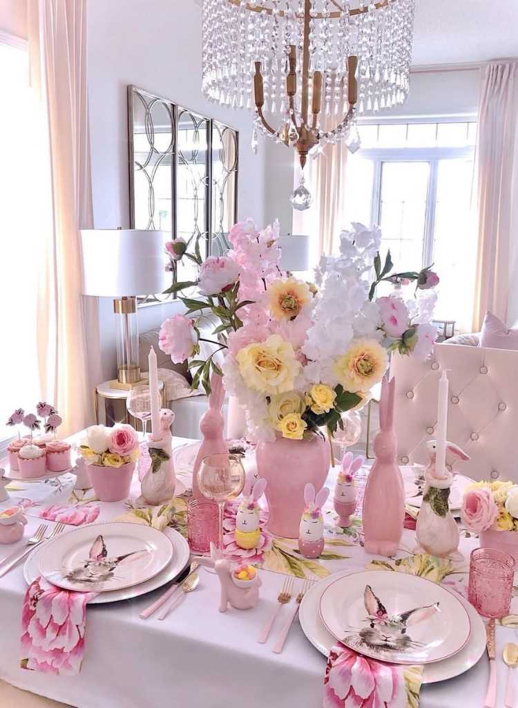 Elegant Blush Bunny Dining Setup