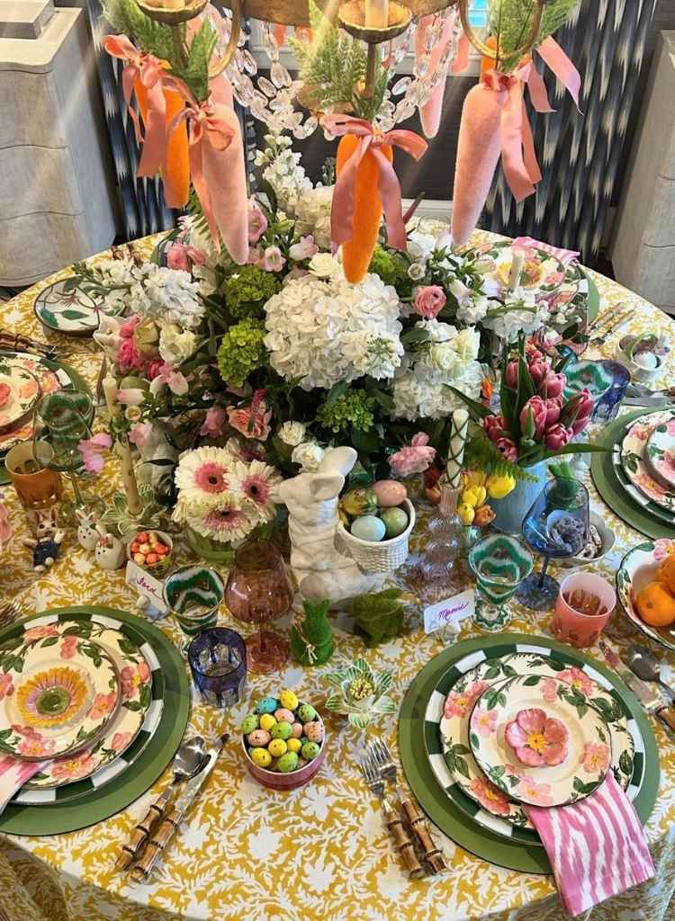 Floral and Carrot-Themed Easter Table Setting