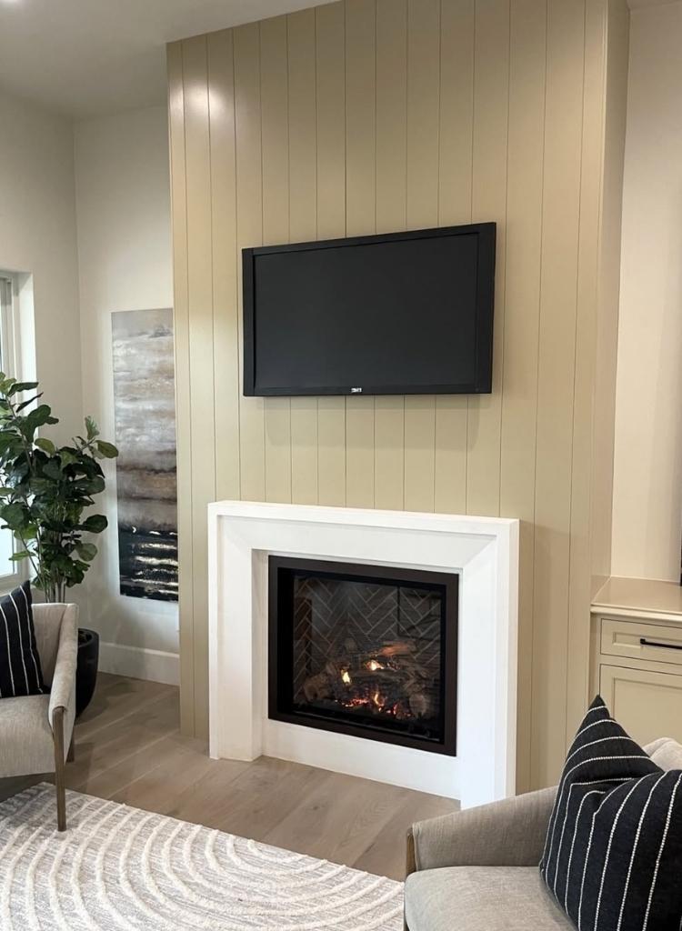 Modern Fireplace with White Frame