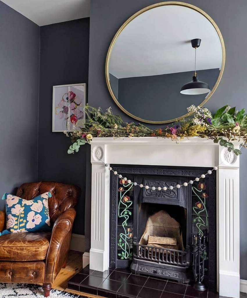 Moody Spring Mantel with Dried Florals
