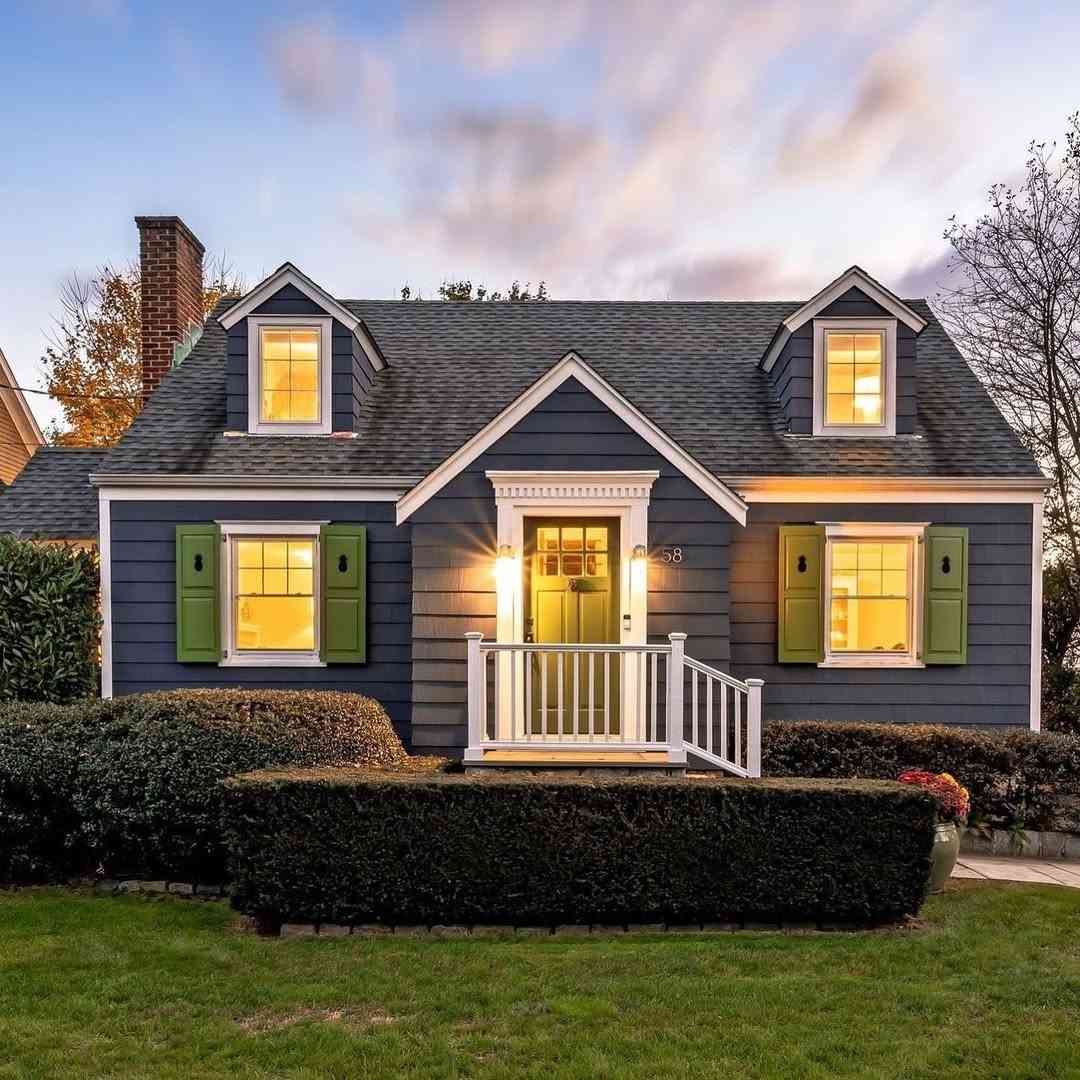 Navy Blue Cottage with Green Accents