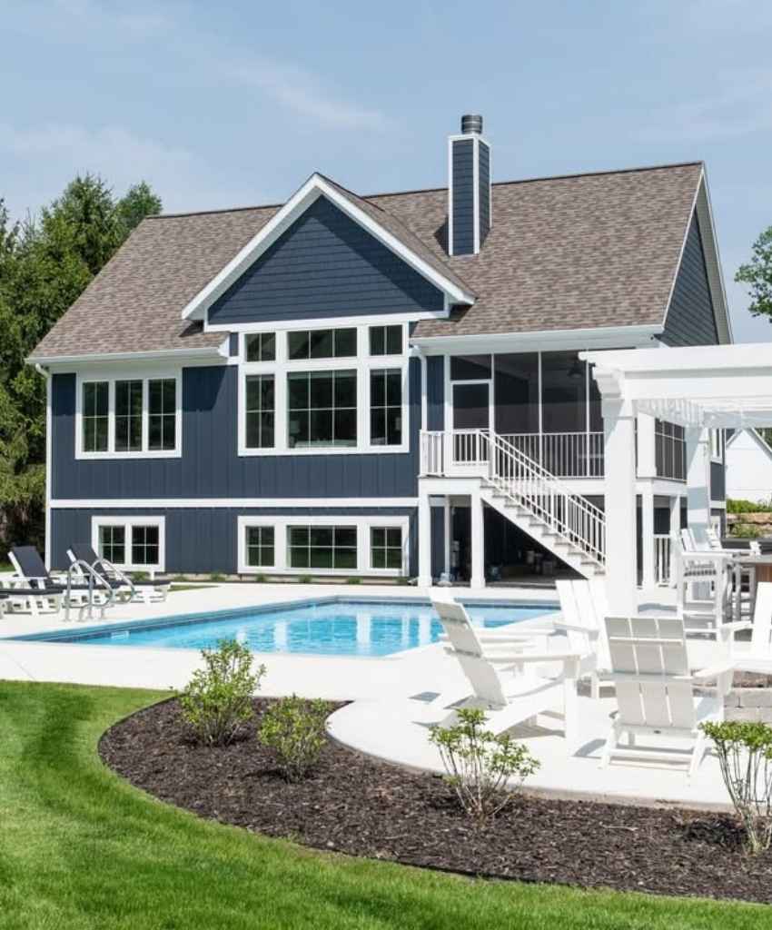 Navy Blue Poolside Retreat