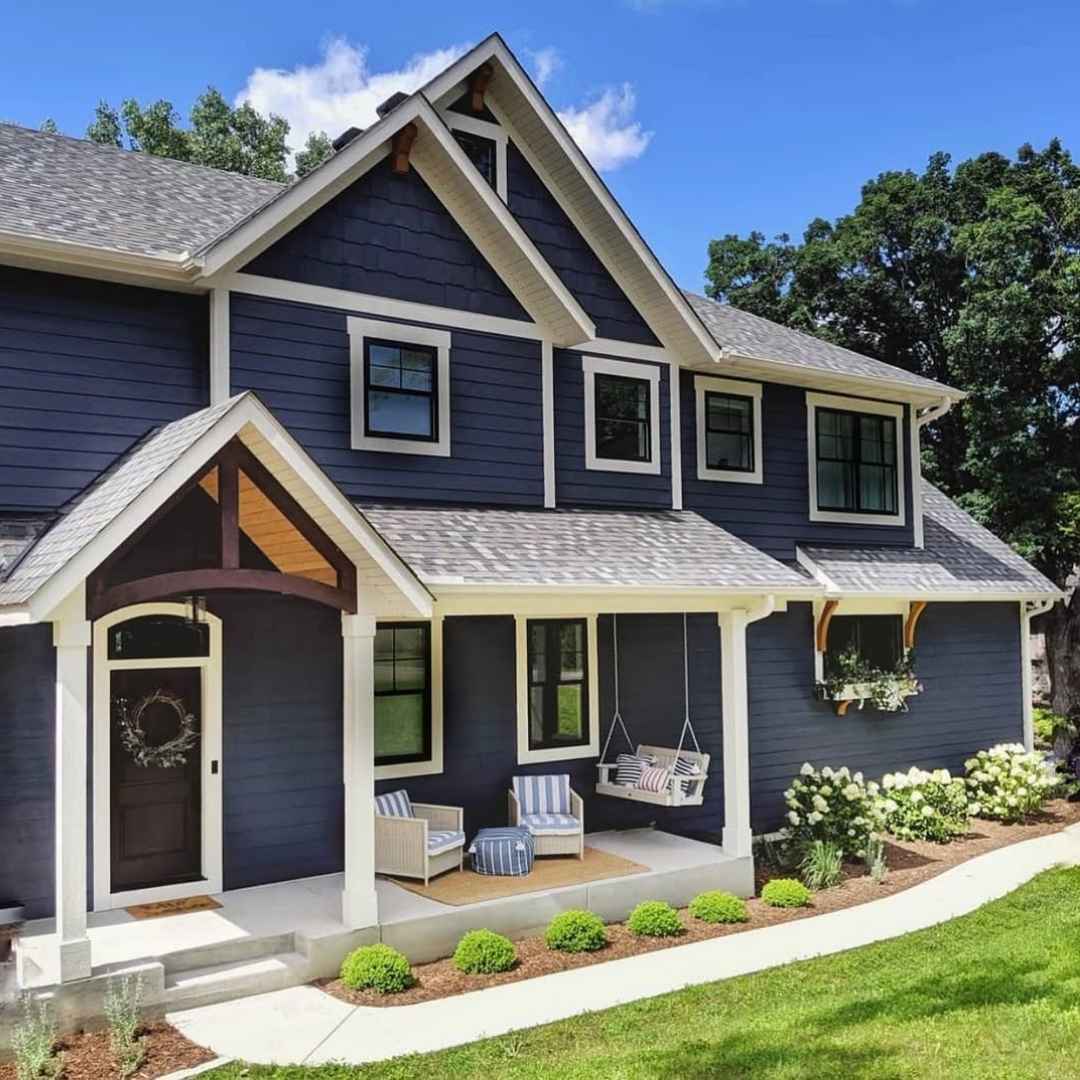 Navy Blue Porch Style Home