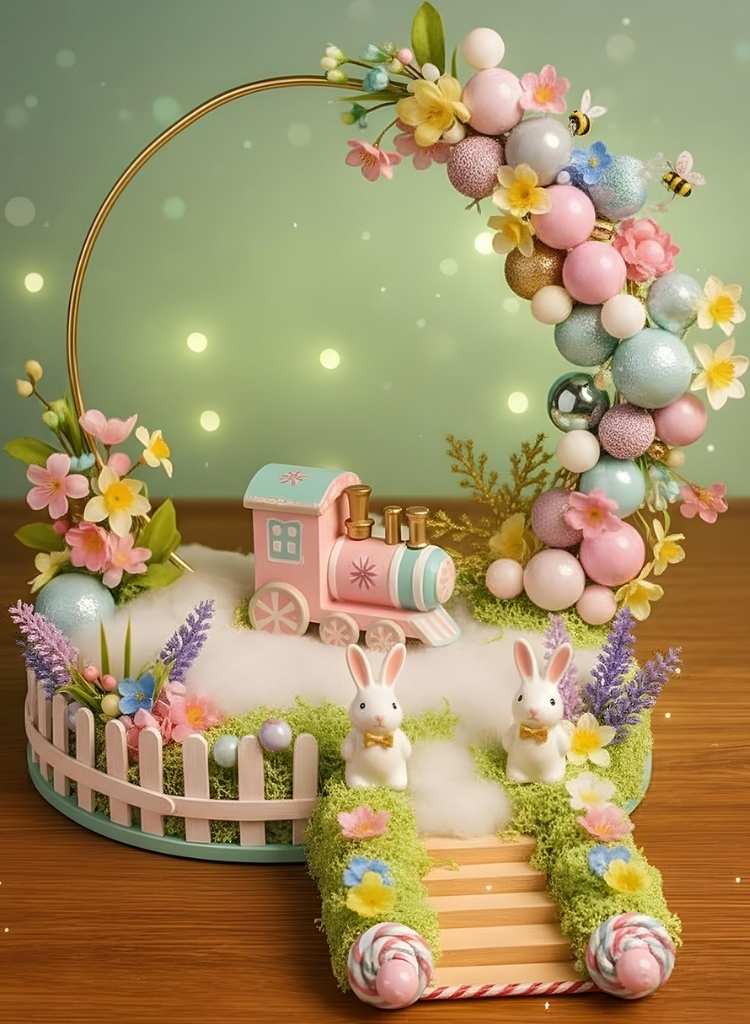 Pastel Bunny Train Easter Decor