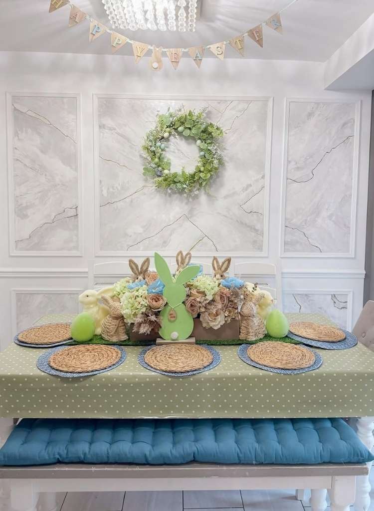 Pastel Easter Bunny Table Setting