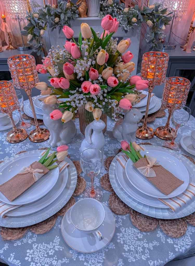 Rose Gold Tulip Candlelight Setting