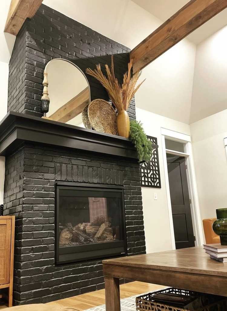 Rustic Brick Fireplace with Natural Accents