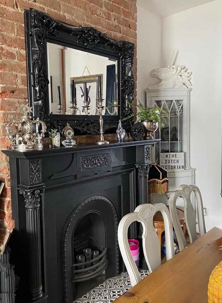 Vintage Black Brick Fireplace