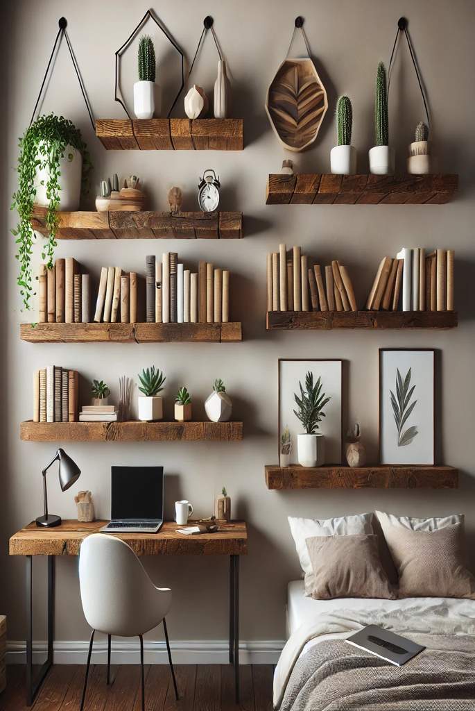 Floating Shelves for Vertical Storage