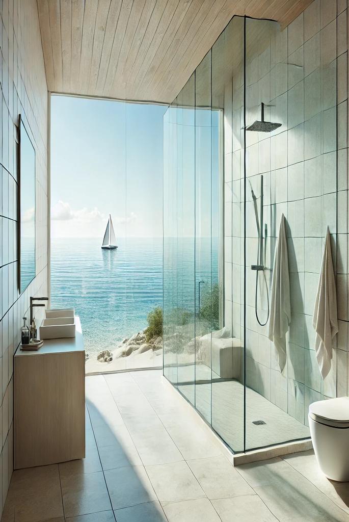 Frameless Glass Shower for an Open Feel