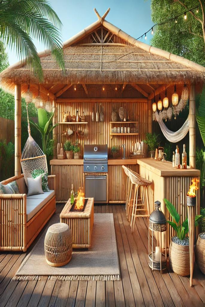 Bamboo Outdoor Kitchen for a Tropical Vibe