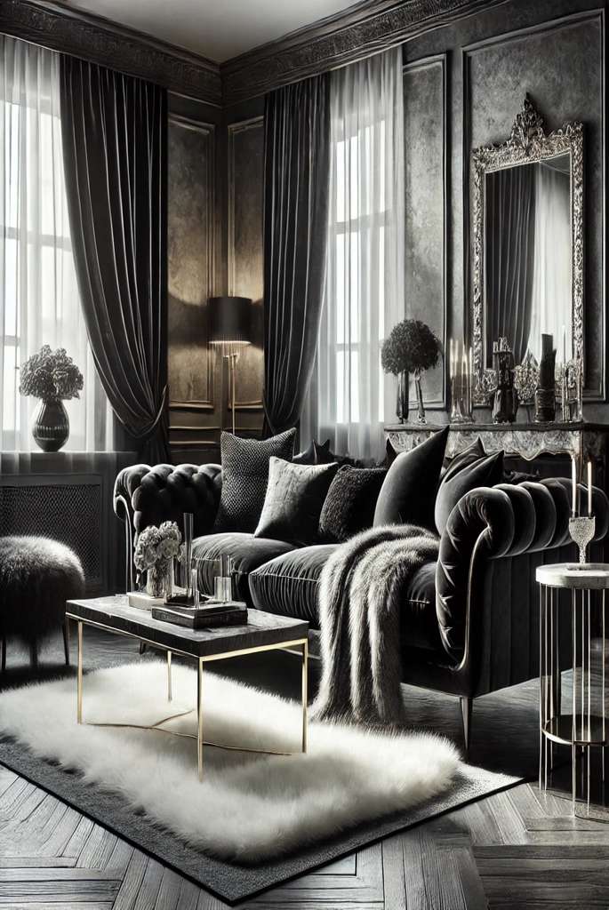 Luxurious Black and Grey Velvet