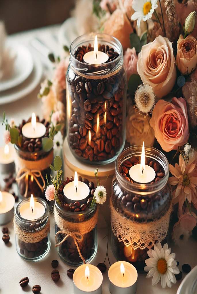  Floral Coffee Candle Holders