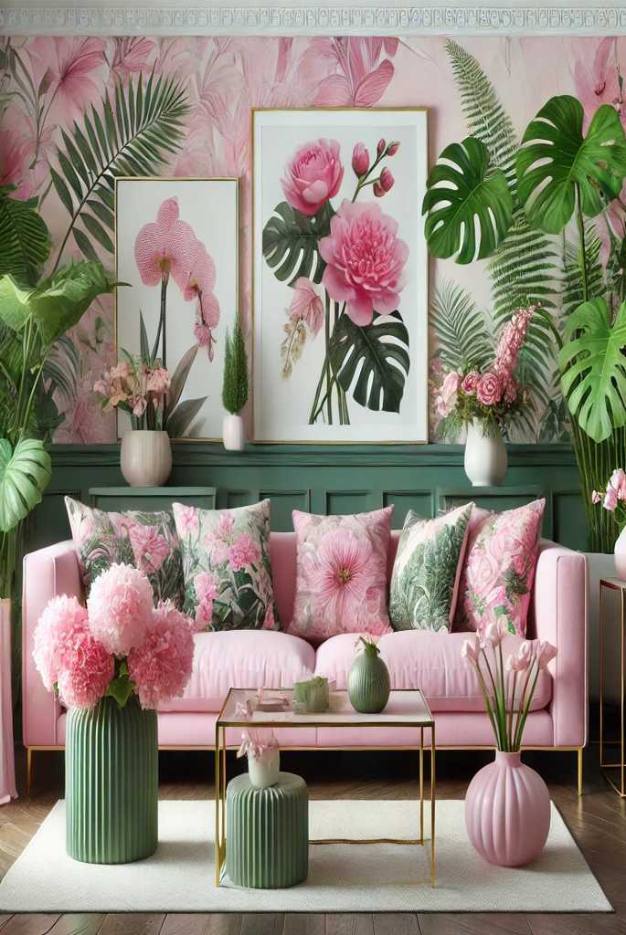 Pink and Green Botanical Decor