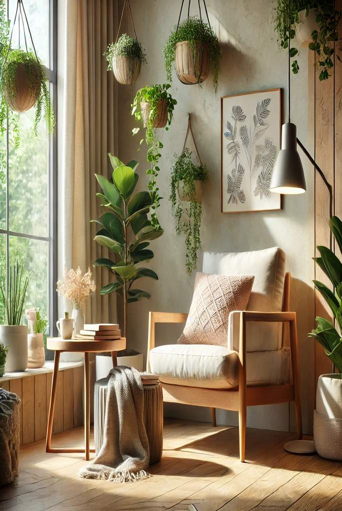 Cozy Reading Nook with Plants