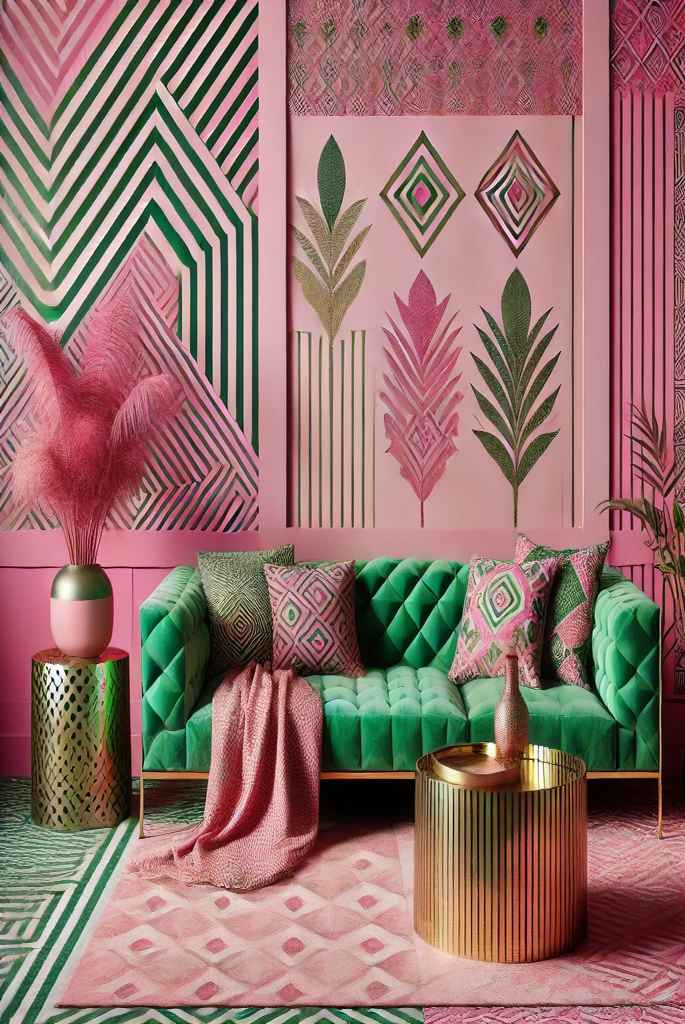 Pink and Green Geometric Patterns