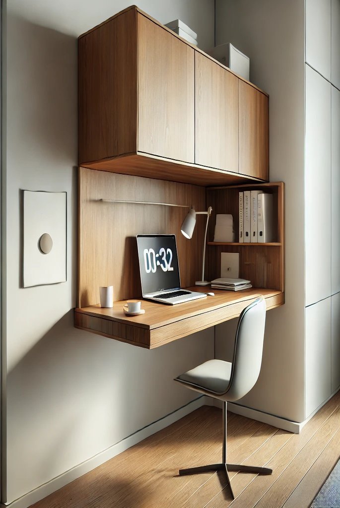 Corner Floating Desk for a Space-Saving Workstation