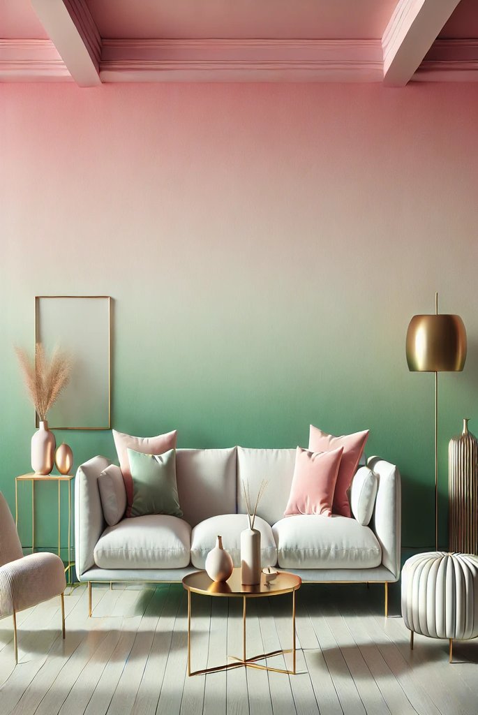 Pink and Green Ombre Walls