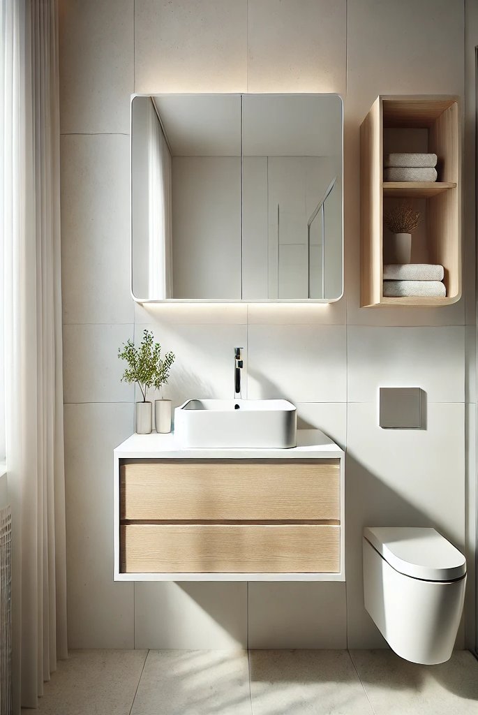 Floating Vanity to Free Up Floor Space
