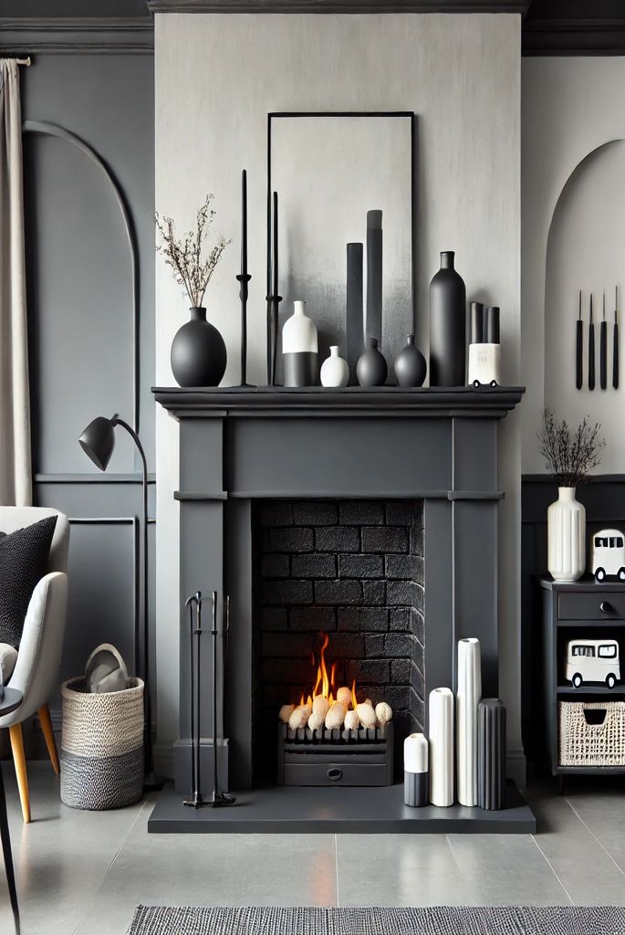 Cozy White Living Room with Dark Contrast