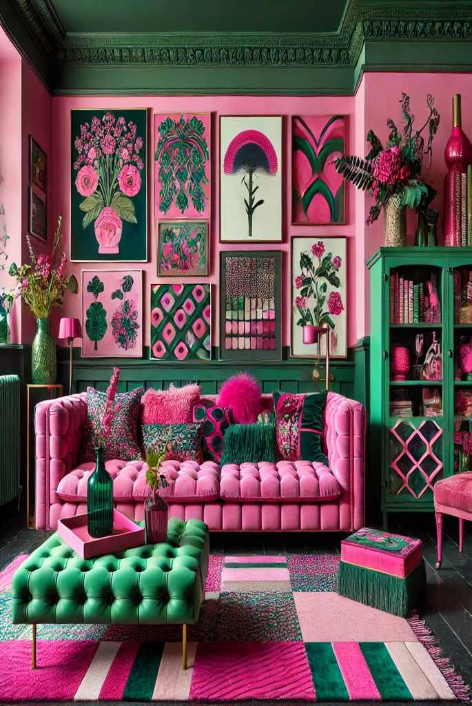 Pink and Green Maximalist Decor