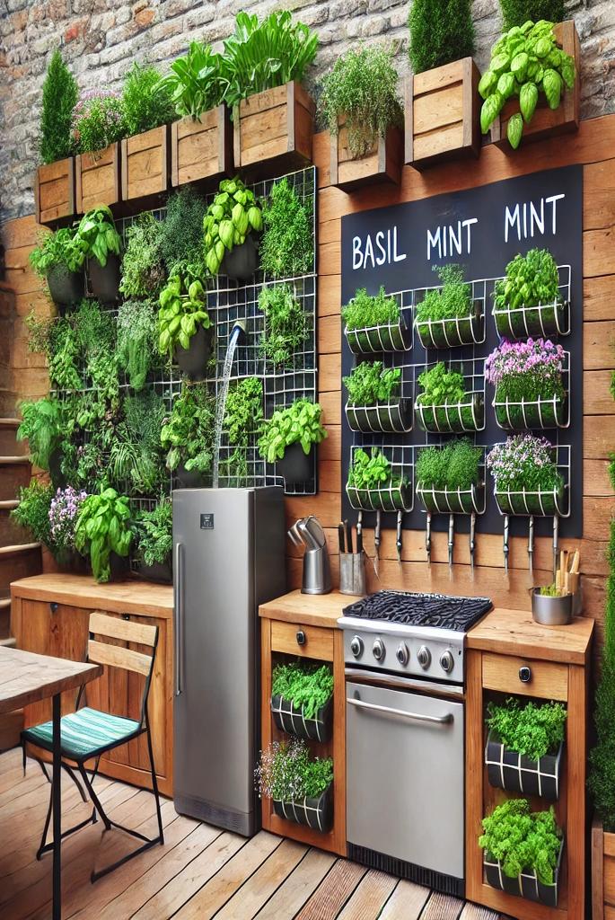  Outdoor Kitchen with Greenery Wall