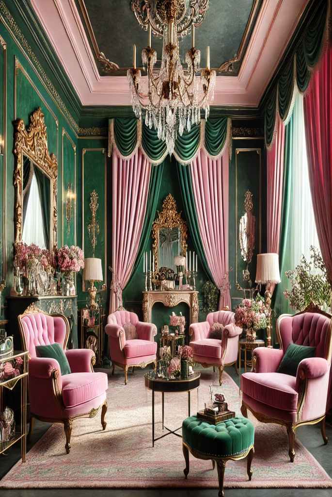 Pink and Green Vintage Glam