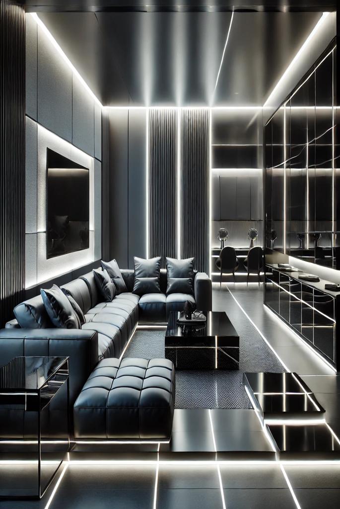 Futuristic Black & Grey LED Ambiance