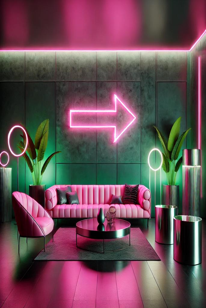 Neon Pink and Dark Green Contrast