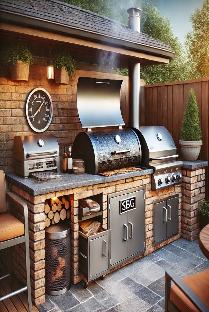 Outdoor Kitchen with a Built-in Smoker