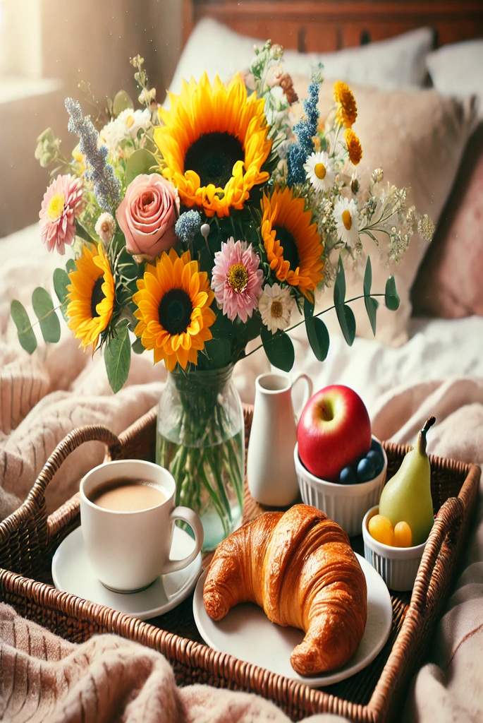 Coffee and Flower Breakfast Tray