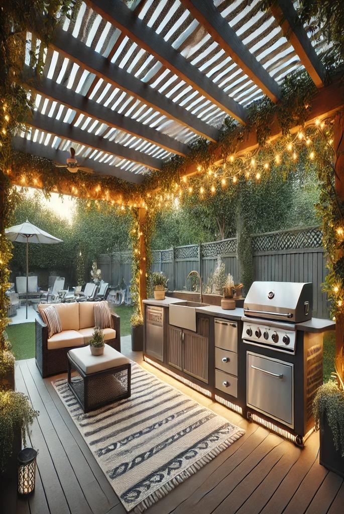 Outdoor Kitchen with Pergola