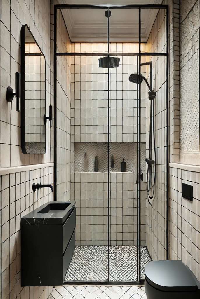 Black-Framed Glass Shower 