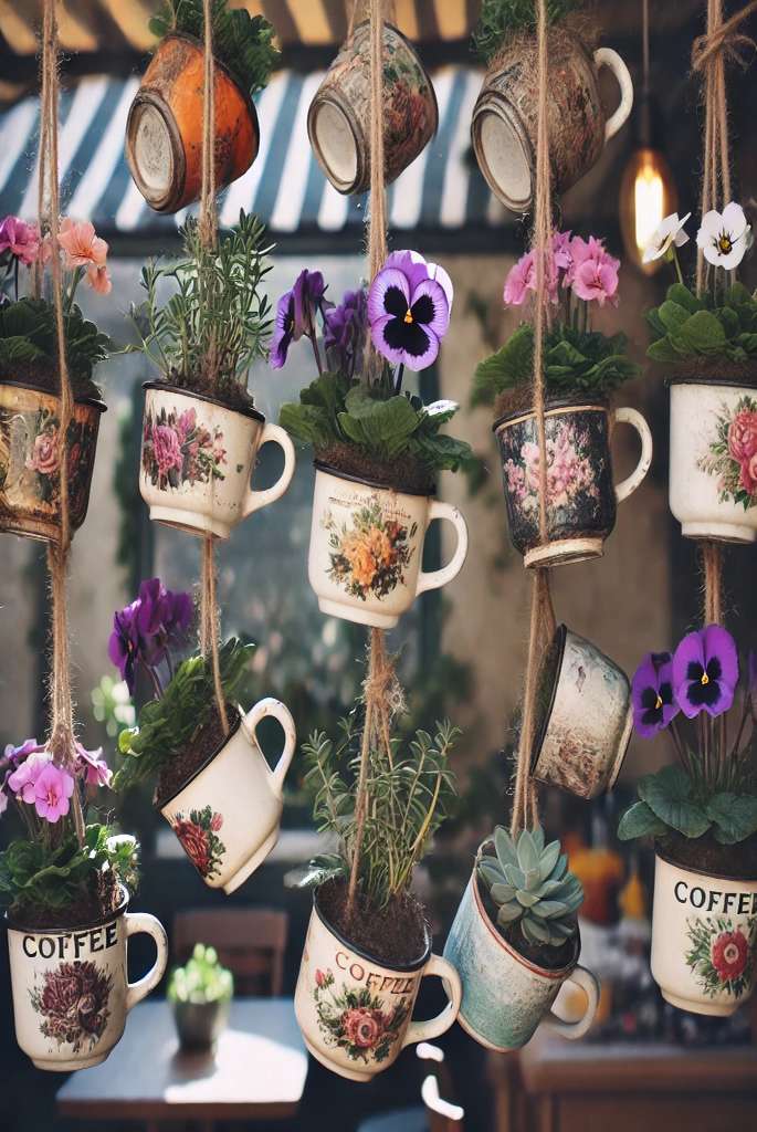  Hanging Floral Coffee Cups