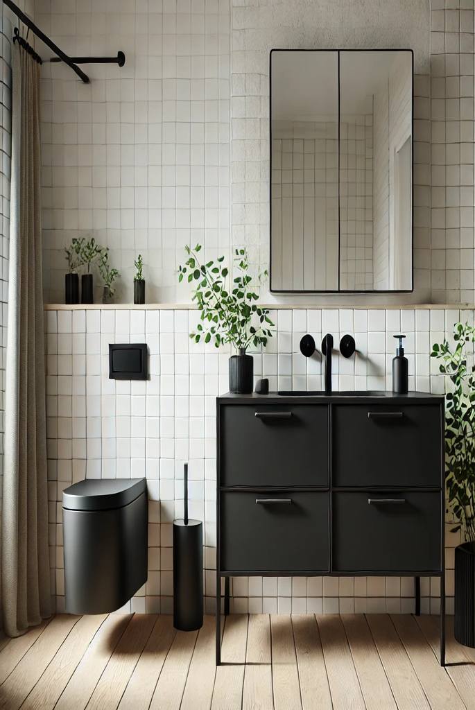 Scandinavian Simplicity with Black Vanity