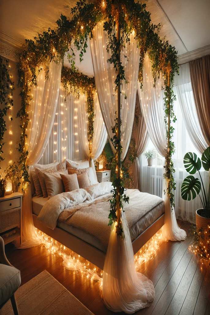 Canopy of Fairy Lights & Vines