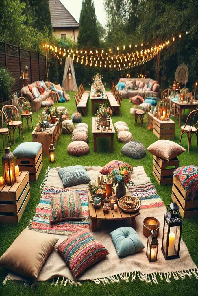 Backyard Picnic-Style Seating Arrangement