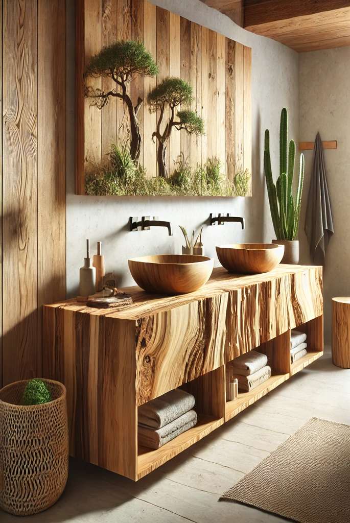 Floating Wood Slab Vanity