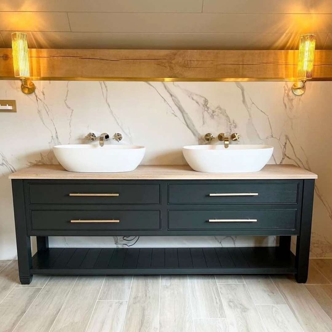 Open-Shelf Black Vanity