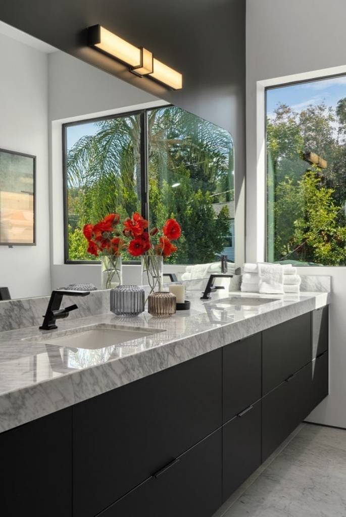 Sleek Black Double Vanity