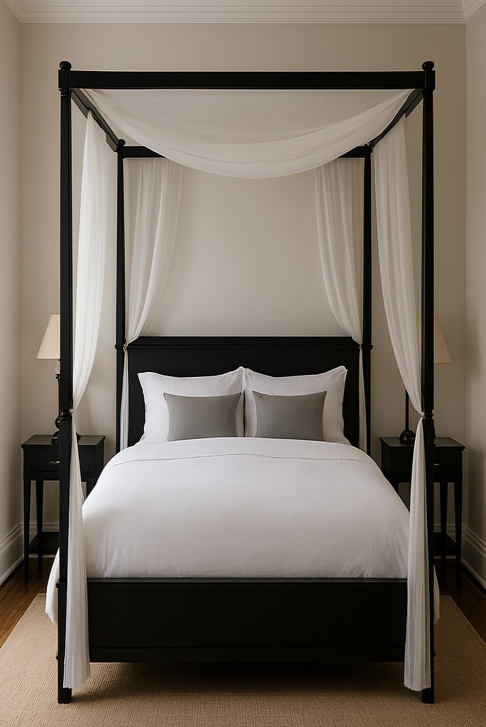 Elegant Four Poster Black Bed